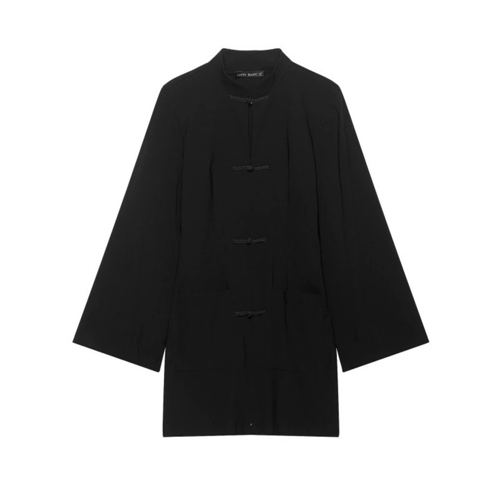 ZARA Chic Knot Button Stand Collar Short Dress
